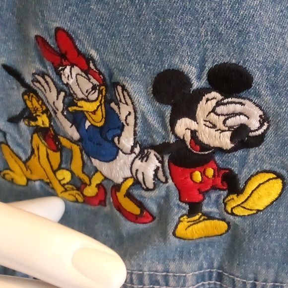 VINTAGE! Embroidered Disney Denim w/Mickey, Minnie, Donald, Daisy, Goofy & Pluto - Picture 4 of 12